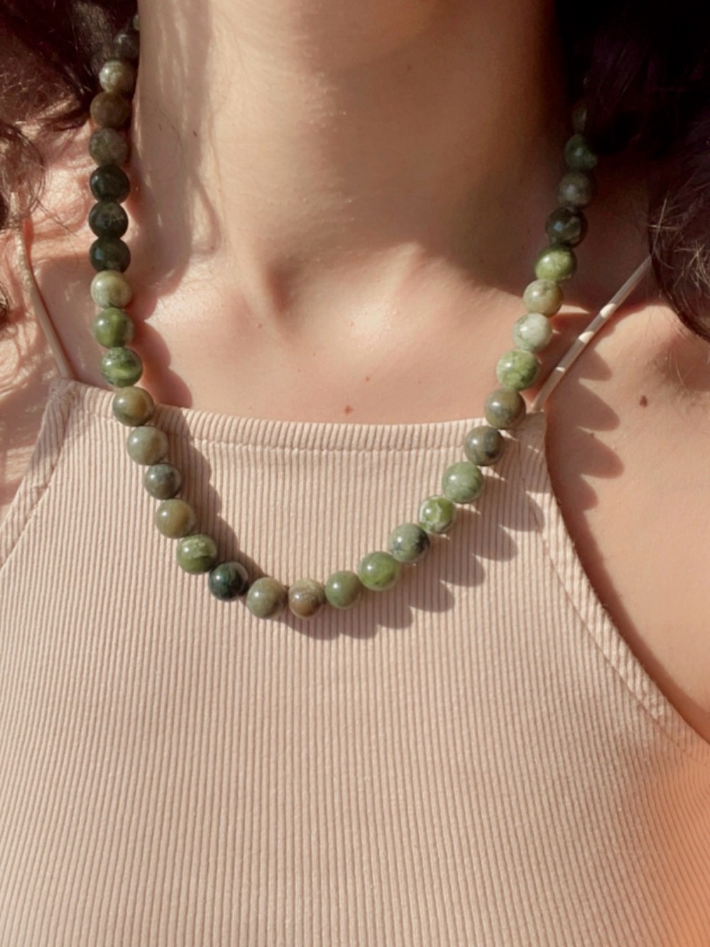 Green Jade Natural Stone Beaded Necklace